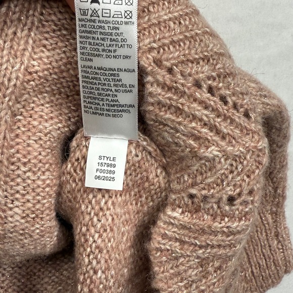 Lucky Brand Cable‎ Knit Sparkle Sweater Dusty Rose Pink XL NWT MSRP $99.50 - Picture 8 of 17